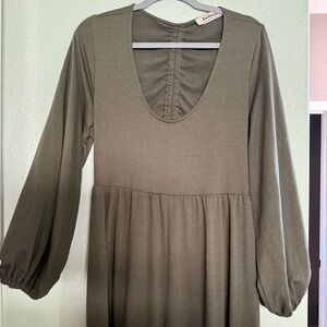 Three Bird Nest Olive Long Sleeve Dress